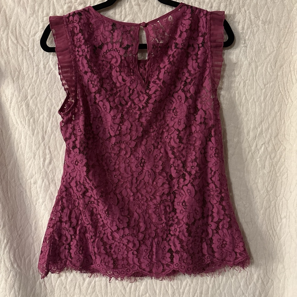 ECI Fuchsia Lace Ruffle Top - Picture 3 of 3